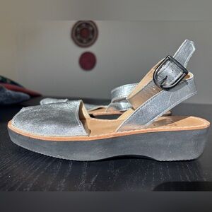 Pons Metallic Silver Sandals Size 8